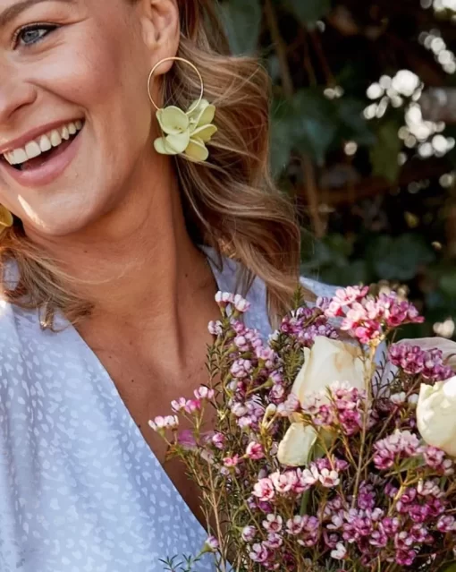 Mujer Lady Pipa Joyas-Pendientes Petalos De Malababa